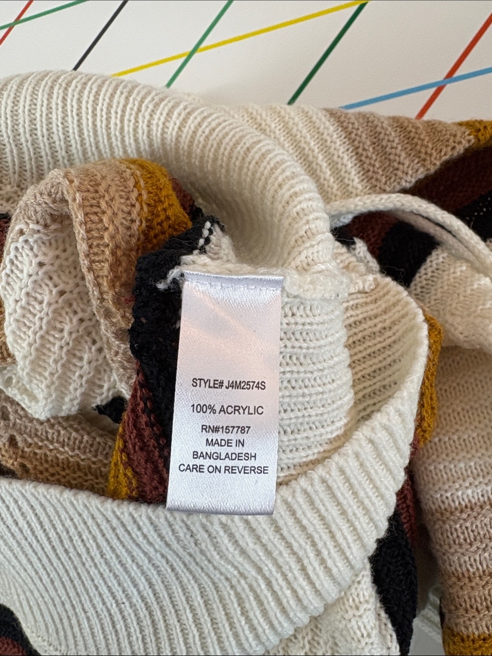 FCT With Love Chevron Striped Hooded Sweater XL Good Condition Boho VSCO Beach - Picture 10 of 11